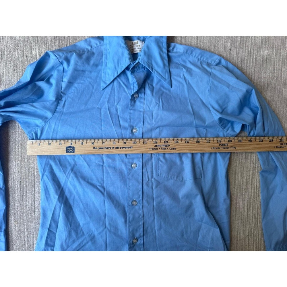 Vintage Arrow Kent Collection Shirt Mens 14.4 -32 Blue Button Up Long Sleeve 70s - Picture 6 of 12